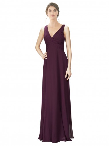 Soft Chiffon & Lace V-Neck Sleeveless Long Bridesmaid Gown Essex