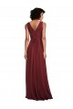 Soft Chiffon V-Neck Sleeveless V-Back Burgundy Long Bridesmaid Dress Essex