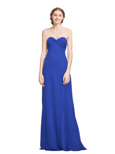 Soft Chiffon Sweetheart Sleeveless Long Bridesmaid Gown Essex