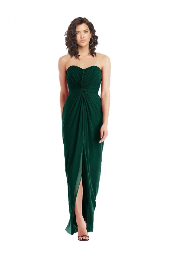 Soft Chiffon Sweetheart Sleeveless Low Back Ever Green Long Bridesmaid Dress Essex