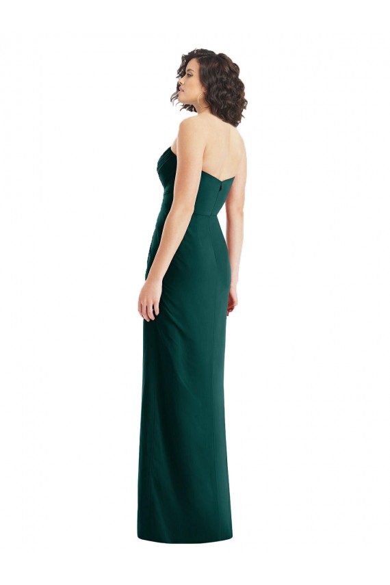 Soft Chiffon Sweetheart Sleeveless Low Back Ever Green Long Bridesmaid Dress Essex