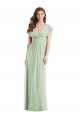Soft Chiffon V-Neck Flutter Sleeves Open Back Long Bridesmaid Dress Essex