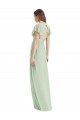 Soft Chiffon V-Neck Flutter Sleeves Open Back Long Bridesmaid Dress Essex