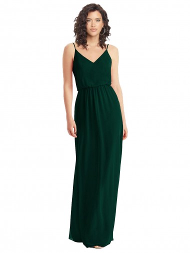 Soft Chiffon V-Neck Sleeveless Low Back Long Semi Formal Evening Dress / Bridesmaid Dress Essex
