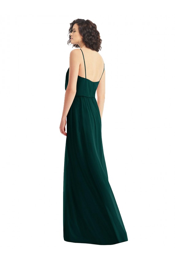 Soft Chiffon V-Neck Sleeveless Low Back Long Semi Formal Evening Dress / Bridesmaid Dress Essex