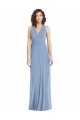 Soft Chiffon Halter Neck Sleeveless Open Back Dusty Blue Long Formal Evening Gown / Bridesmaid Dress Essex