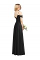 Soft Chiffon Spaghetti Straps Cold Shoulder Black Long Semi Formal Evening Dress / Bridesmaid Dress Essex