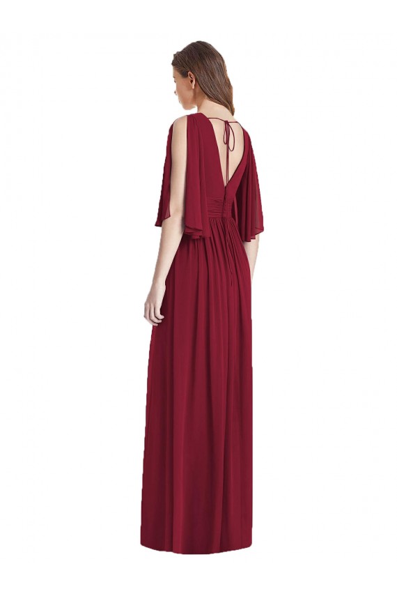 Soft Chiffon V-Neck Sleeveless Tie Back Long Semi Formal Evening Dress / Bridesmaid Dress Essex