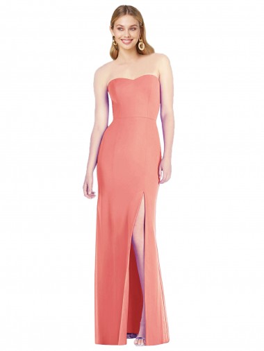Soft Chiffon Sweetheart Sleeveless Desert Rose Long Bridesmaid Dress Essex