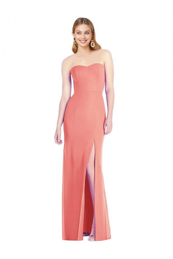 Soft Chiffon Sweetheart Sleeveless Desert Rose Long Bridesmaid Dress Essex