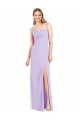 Soft Chiffon Spaghetti Straps Sleeveless Lilac Long Bridesmaid Dress Essex