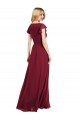 Lxue Chiffon V-Neck Flutter Sleeves Long Bridesmaid Dress Essex