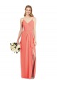 Soft Chiffon Spaghetti Straps Sleeveless Coral Long Formal Dress / Bridesmaid Dress Essex