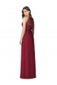 Soft Chiffon Halter Neck Sleeveless Burgundy Long Bridesmaid Dress Essex