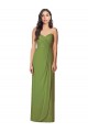 Soft Chiffon Sweetheart Sleeveless Olive Green Long Bridesmaid Dress Essex