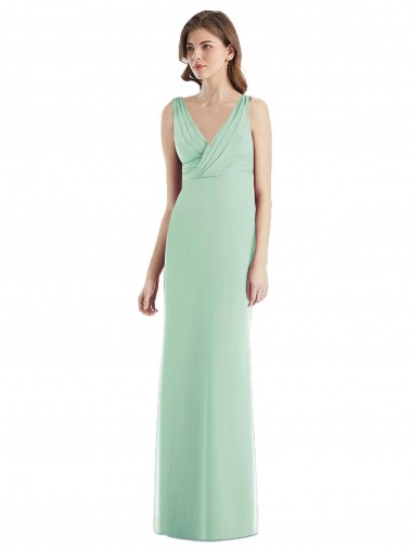 Chiffon V-Neck Sleeveless Open Back Long Bridesmaid Evening Dress Essex