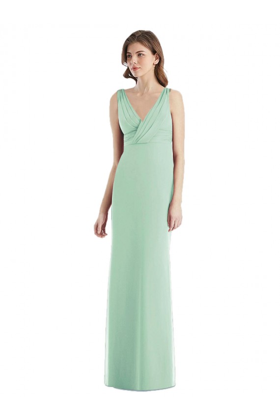 Chiffon V-Neck Sleeveless Open Back Long Bridesmaid Evening Dress Essex