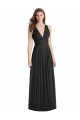 Soft Chiffon V-Neck Sleeveless Open Back Black Long Bridesmaid Dress Essex