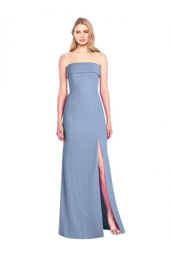 Soft Chiffon Strapless Sleeveless Trumpet Long Bridesmaid Dress Essex