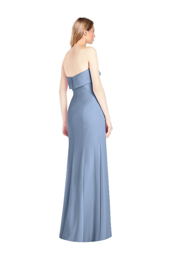 Soft Chiffon Strapless Sleeveless Trumpet Long Bridesmaid Dress Essex