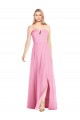 Soft Chiffon V-Neck Sleeveless Hot Pink Long Semi Formal Evening Dress / Bridesmaid Dress Essex