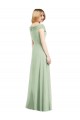Soft Chiffon Off the Shoulder Sleeveless Sage Long Bridesmaid Dress Essex