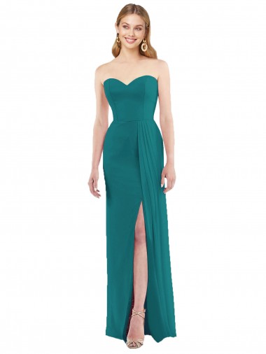 Soft Chiffon Sweetheart Sleeveless Hunter Long Bridesmaid Dress Essex