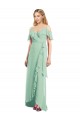 Soft Chiffon Spaghetti Straps Cold Shoulder Long High Low Bridesmaid Dress Essex