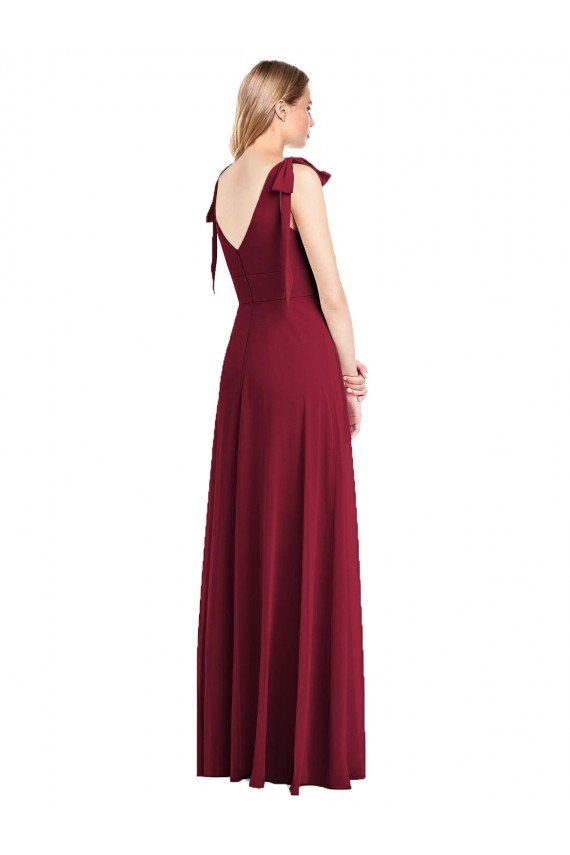 Soft Chiffon V-Neck Sleeveless V-Back Long Bridesmaid Dress Essex