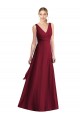 Chiffon V-Neck Sleeveless V-Back Burgundy Long Floor Length Bridesmaid Dress Essex