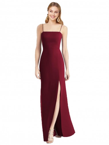Soft Chiffon Spaghetti Straps Sleeveless Tie Back Long Bridesmaid Dress Essex