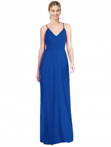 Soft Chiffon Spaghetti Straps Sleeveless Open Back Long Formal Dress / Bridesmaid Dress Essex