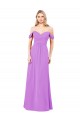 Soft Chiffon Off the Shoulder Sleeveless Violet Long Bridesmaid Dress Essex