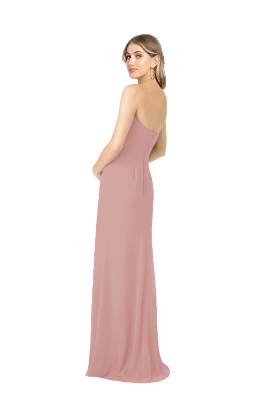 Soft Chiffon Strapless Sleeveless Dusty Pink Long Bridesmaid Dress Essex