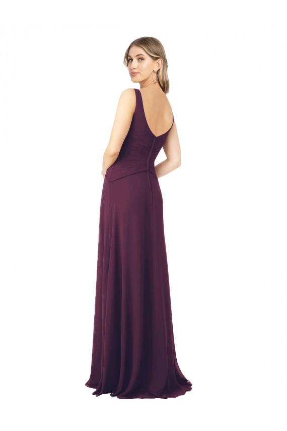 Chiffon V-Neck Sleeveless Long Floor Length Bridesmaid Dress Essex