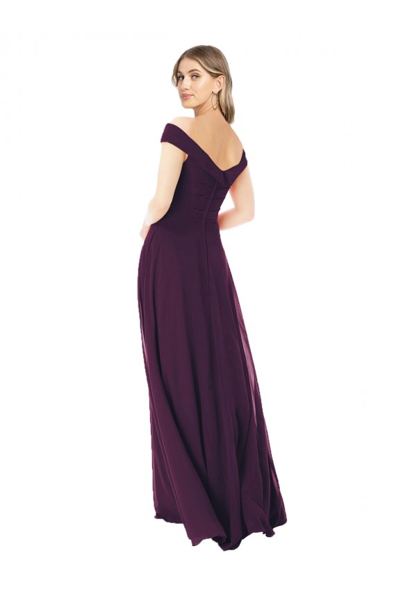 Soft Chiffon Off the Shoulder Sleeveless Long Bridal Party Dress Essex