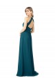 Soft Chiffon High Neck Sleeveless Keyhole Back Windsor Blue Long Bridesmaid Dress Essex