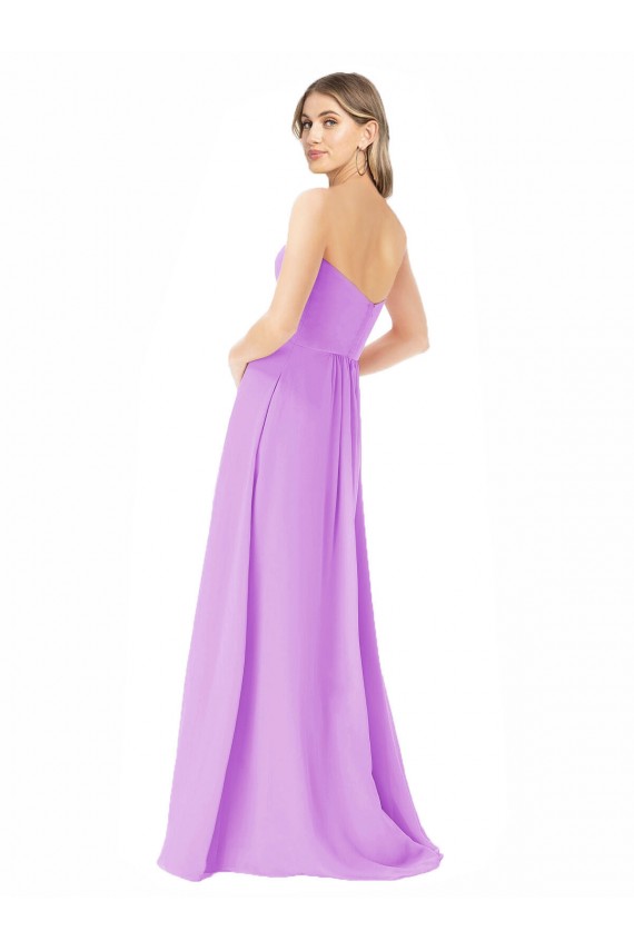 Soft Chiffon Strapless Sleeveless Long Bridesmaid Dress Essex