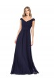 Soft Chiffon Off the Shoulder Sleeveless Dark Navy Long Evening Dress / Bridesmaid Dress Essex