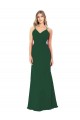 Soft Chiffon V-Neck Sleeveless Dark Green Long Bridesmaid Dress Essex
