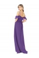 Soft Chiffon Off the Shoulder Cold Shoulder Plum Purple Long Bridesmaid Dress Essex