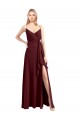 Chiffon Spaghetti Straps Sleeveless Low Back Long Floor Length Bridesmaid Dress Essex