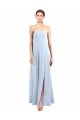 Soft Chiffon Strapless Sleeveless Light Sky Blue Long Bridesmaid Dress Essex