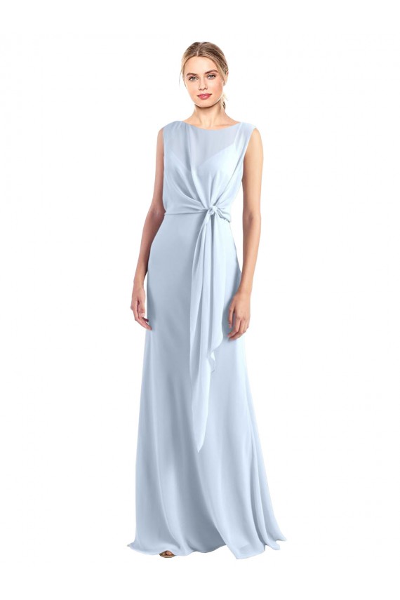 Chiffon V-Neck Sleeveless Keyhole Back Long Bridesmaid Dress / Evening Gowns Essex