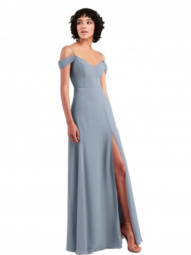 Chiffon Off the Shoulder Sleeveless Long Formal Dress / Bridesmaid Dress Essex