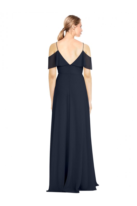 Lxue Chiffon Off the Shoulder Sleeveless V-Back Long Bridesmaid Dress Essex