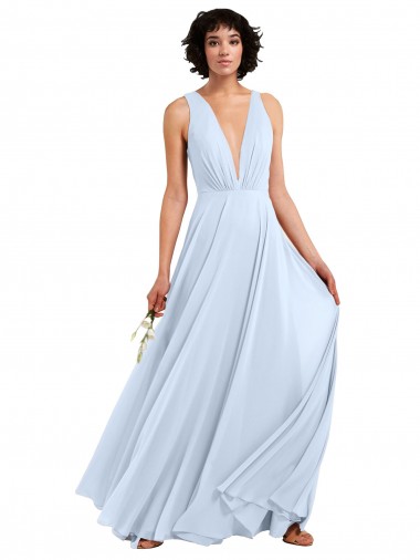 Soft Chiffon V-Neck Sleeveless Long Bridesmaid Dresses Essex