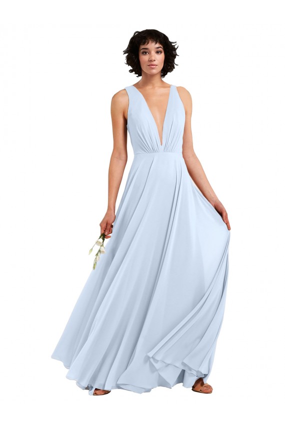 Soft Chiffon V-Neck Sleeveless Long Bridesmaid Dresses Essex