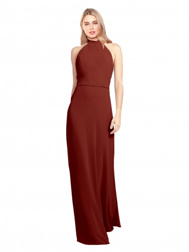 Soft Chiffon Halter Neck Sleeveless Open Back Long Prom Dress / Bridesmaid Dress Essex
