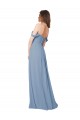 Chiffon Sweetheart Sleeveless Low Back Dusty Blue Long Wedding Party Dress Essex
